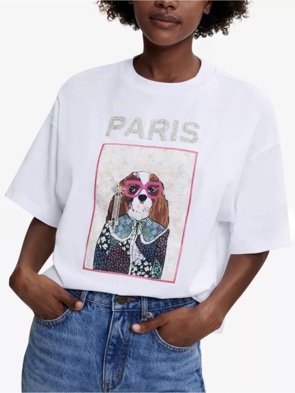 Maje PARIS Embellished Designer Graphic Tee